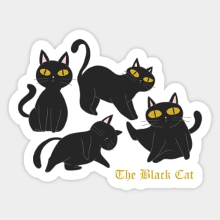 Cute Black Cat Illustration Sticker